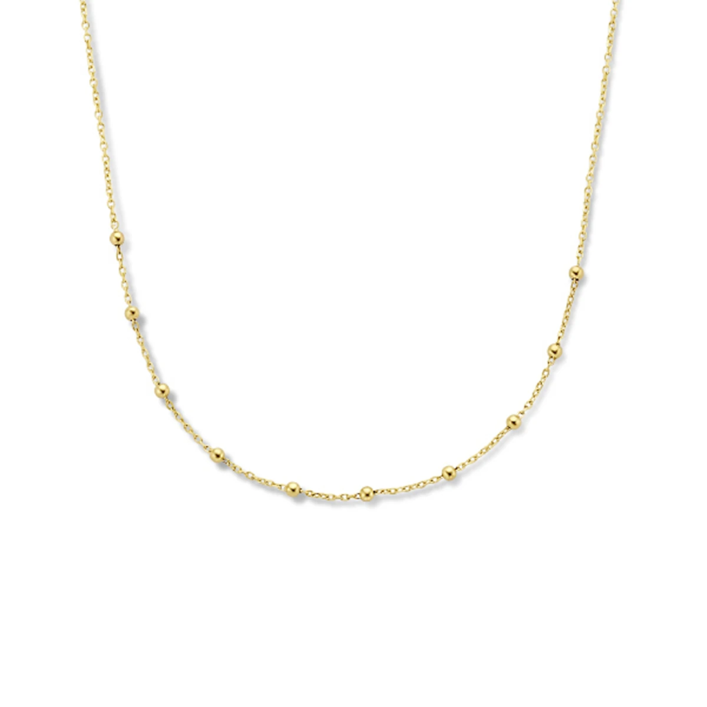 collier bolletjes 1,1 mm 40,5 - 42,5 - 44,5 cm 14K geelgoud