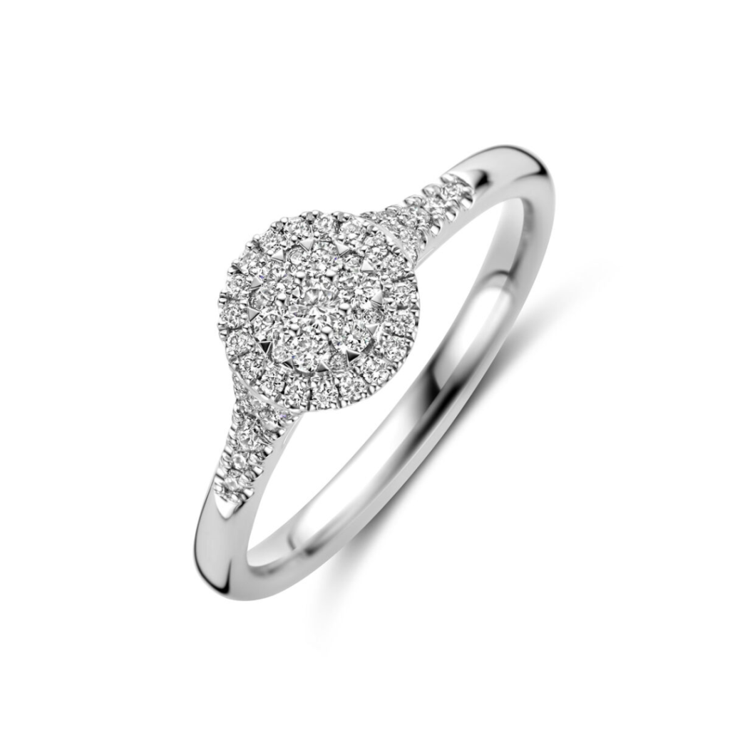 Witgouden damesring met diamant