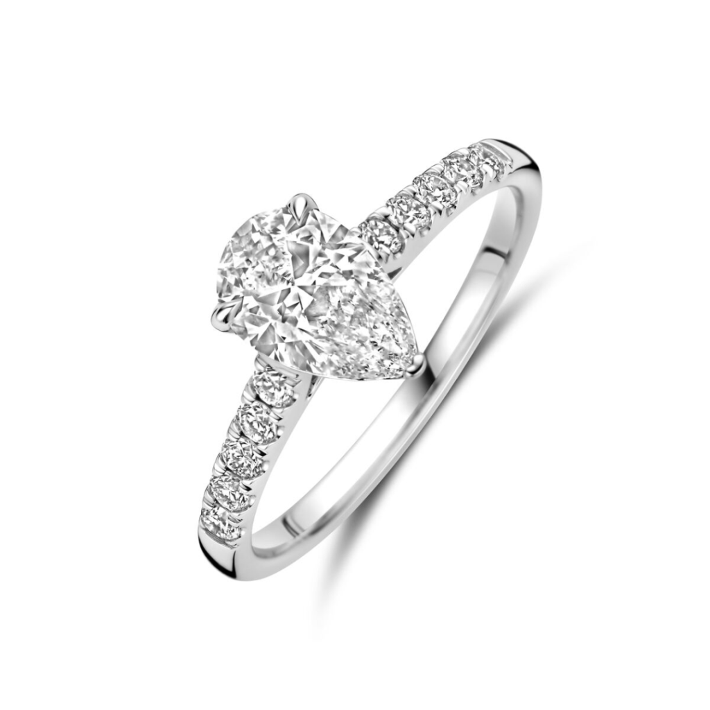 Witgouden damesring met lab grown diamant