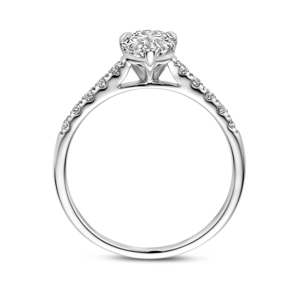 Witgouden damesring met lab grown diamant