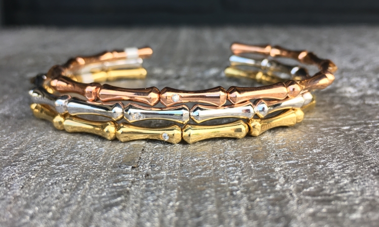 Mooie tri-color gouden set met diamant.